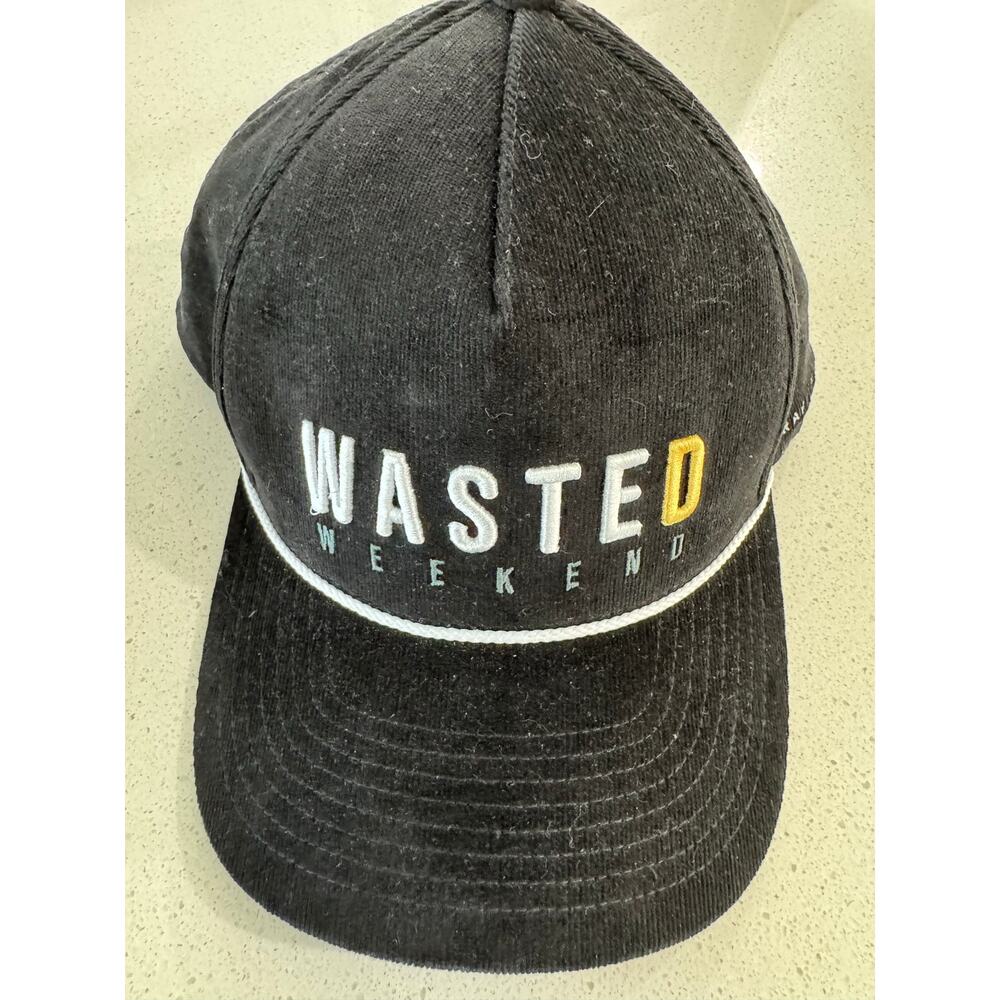 Travis, Matthew, beer happy black corduroy snapback hat “WASTED WEEKEND “